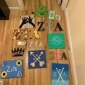 Zeta tau alpha plaques, stock letters, zeta bunny